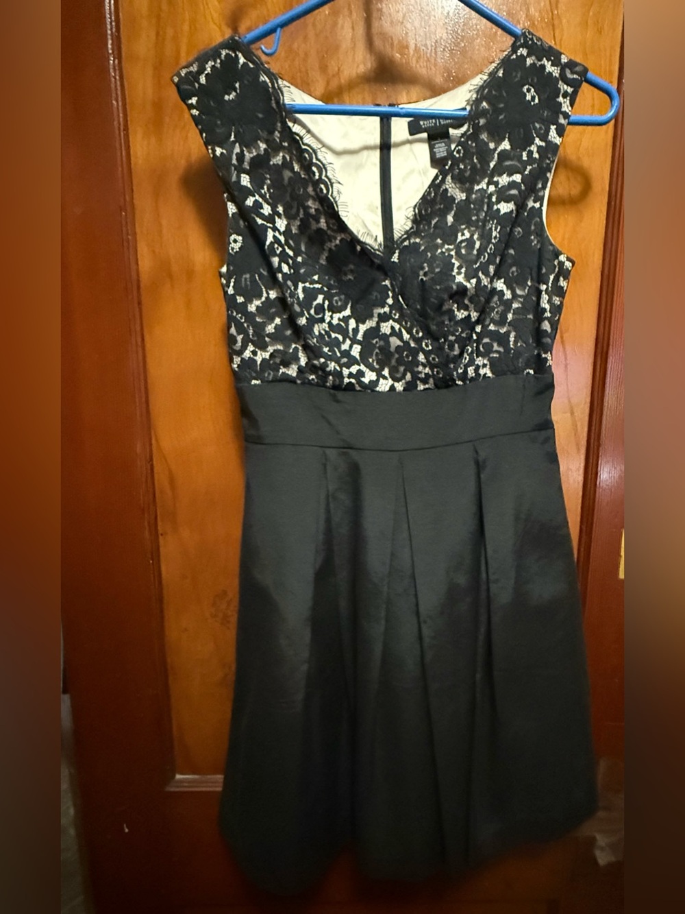 White House Black Market Black Lace & Satin Midi Dress